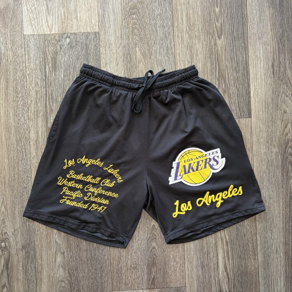Ultra Game Los Angeles Lakers Basketball Shorts Black Mesh Size M